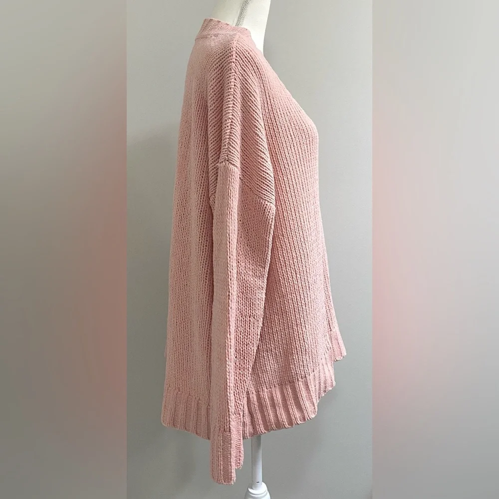 Aerie Womens S Pink Oversized Long Sleeve V-Neck Sweater Boho Cottage Cabincore - Picture 7 of 15
